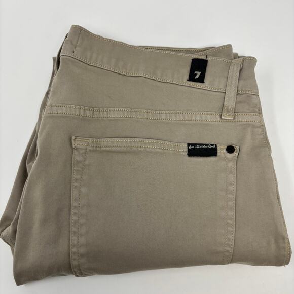 7 For All Mankind 36x29 "Slimmy" 5 Pocket Luxe Performance Plus Beige Jeans - Picture 1 of 7